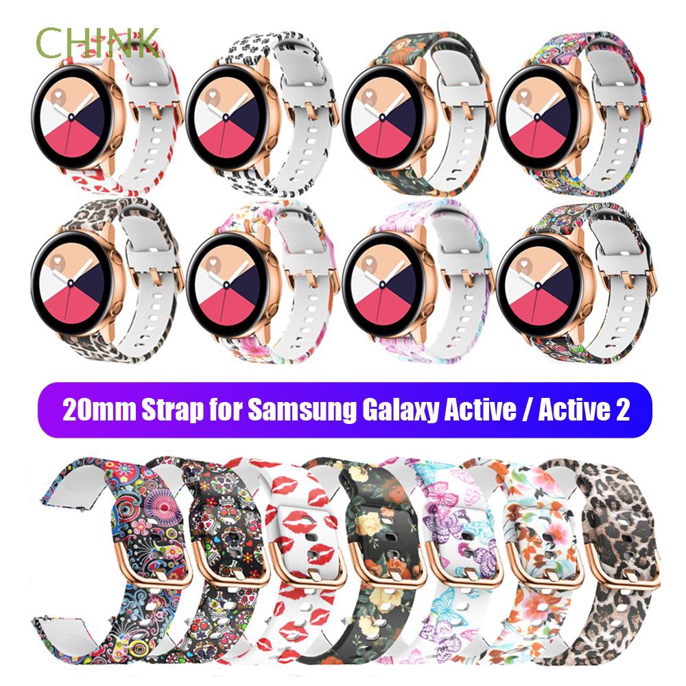 CHINK 20mm Printing Silicone Watch Band Wrist Strap for Samsung Galaxy Watch Active 42mm