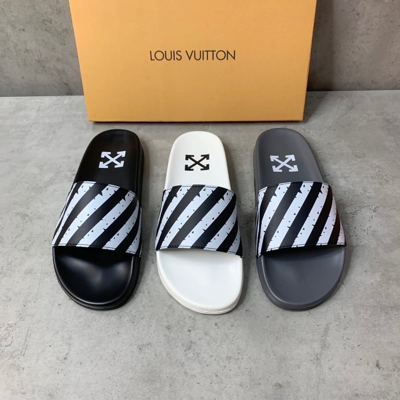 🔥HÀNG CAO CẤP🔥Dép off white, dép lê nam quai ngang sọc chéo đen trắng mẫu mới 2022