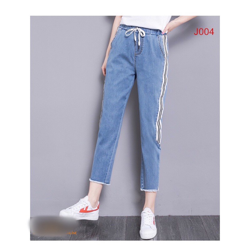 Quần baggy lưng thun phối sọc