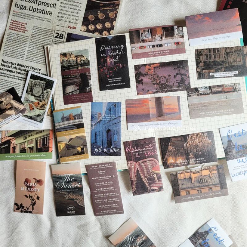 Set 20 quote sticker phong cách vintage và du lịch dùng trang trí bullet journal - ginandtonic