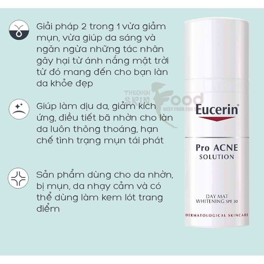 Kem dưỡng da Eucerin Acne-Oil Control Pro Acne Solution Day Mat Whitening SPF30 50ml (Dùng ban ngày)