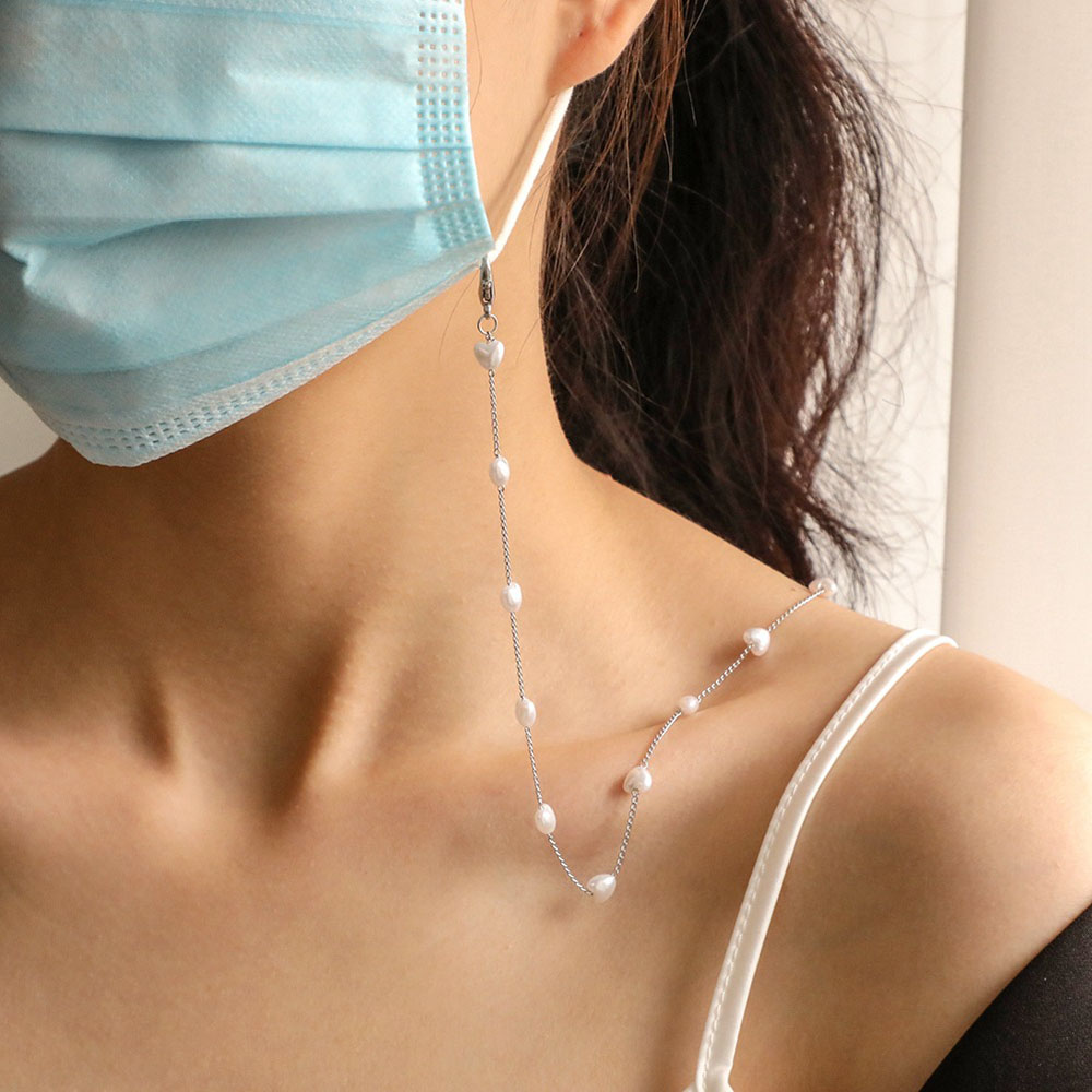 Chuỗi Dây Đeo Khẩu Trang Hình Trái Tim Đính Ngọc Trai Đơn Giản Phong Cách Hàn Quốc Cho Nữ | BigBuy360 - bigbuy360.vn
