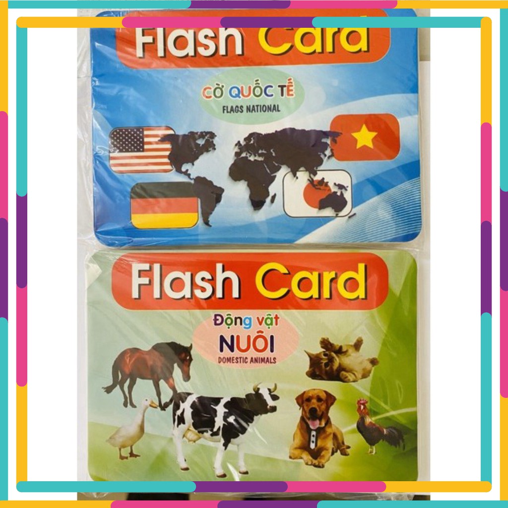 GO' 123' Bộ Thẻ Học Thông Minh 15 Chủ Đề loại to song ngữ tiếng Anh loại chuẩn Glenn Doman Flashcard cho bé từ 0-6 tuổi 