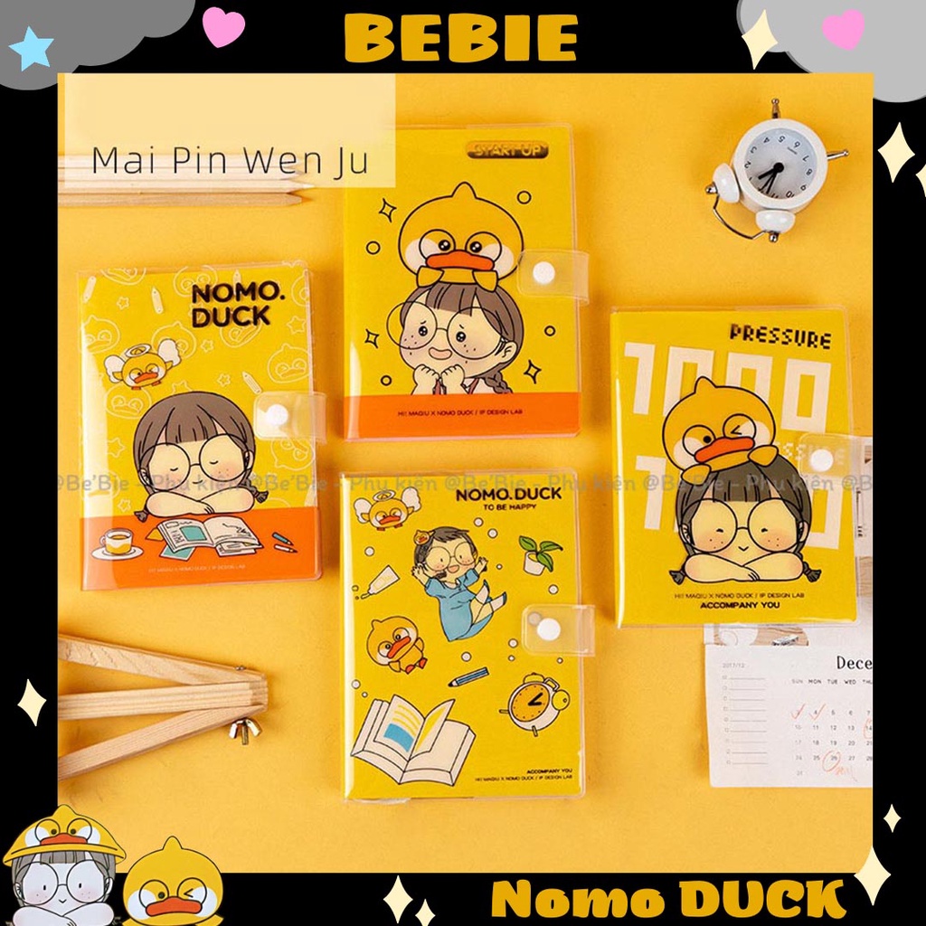 Sổ tay cúc bấm trong 96 trang in hình cô bé vịt, Sổ học sinh Nomo Duck BeBie - BP536