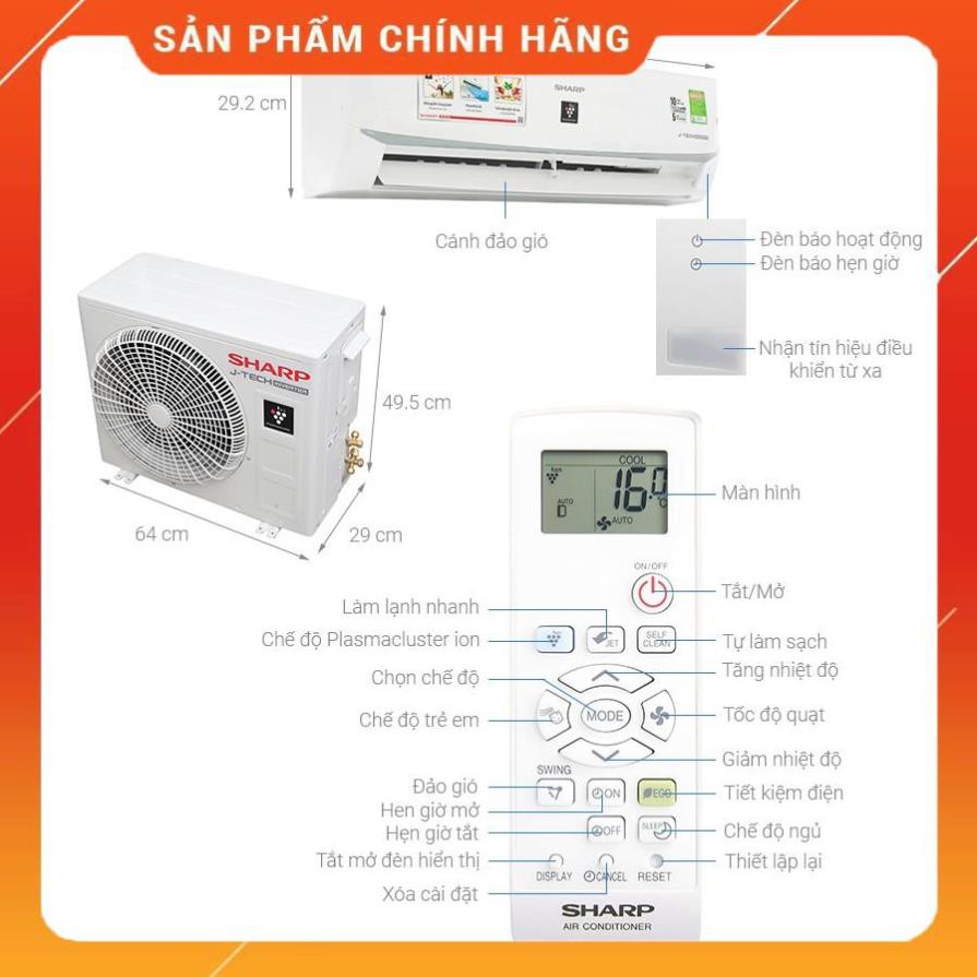 FREE công lắp đặt_Điều hoà Sharp J-Tech Inverter, Có Plasmacluster ion AH-XP10WMW, AH-XP13WMW, AH-XP18WMW