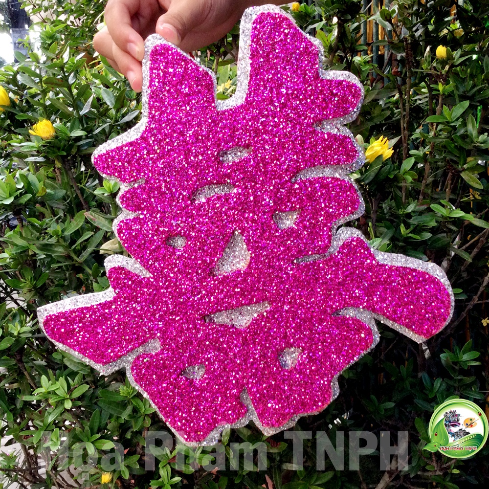 Chữ Hỷ 3D Xốp Cứng Mịn 28,5 x 28,5cm 2 Lớp Nhiều Màu Sắc Ánh Kim Tuyến Sang Trọng Tuyệt Đẹp Trang Trí Phòng Cưới Tân Hôn