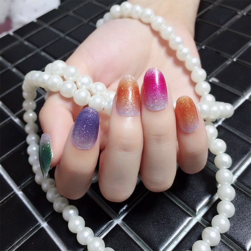 Bộ 12 Miếng Dán Móng Tay Màu Gradient Chống Thấm Nước Thời Trang