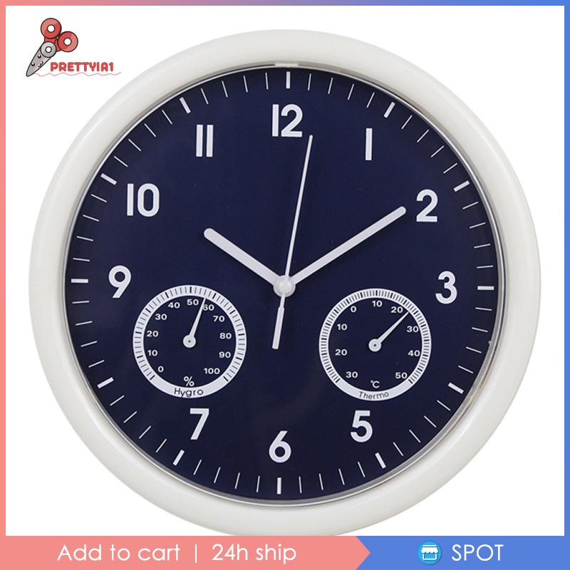 Đồng Hồ Treo Tường Prettyia1 10 Inch Không Ồn Hiển Thị Nhiệt Độ Và Nhiệt Kế Đo Độ Ẩm, Pin Thạch Anh