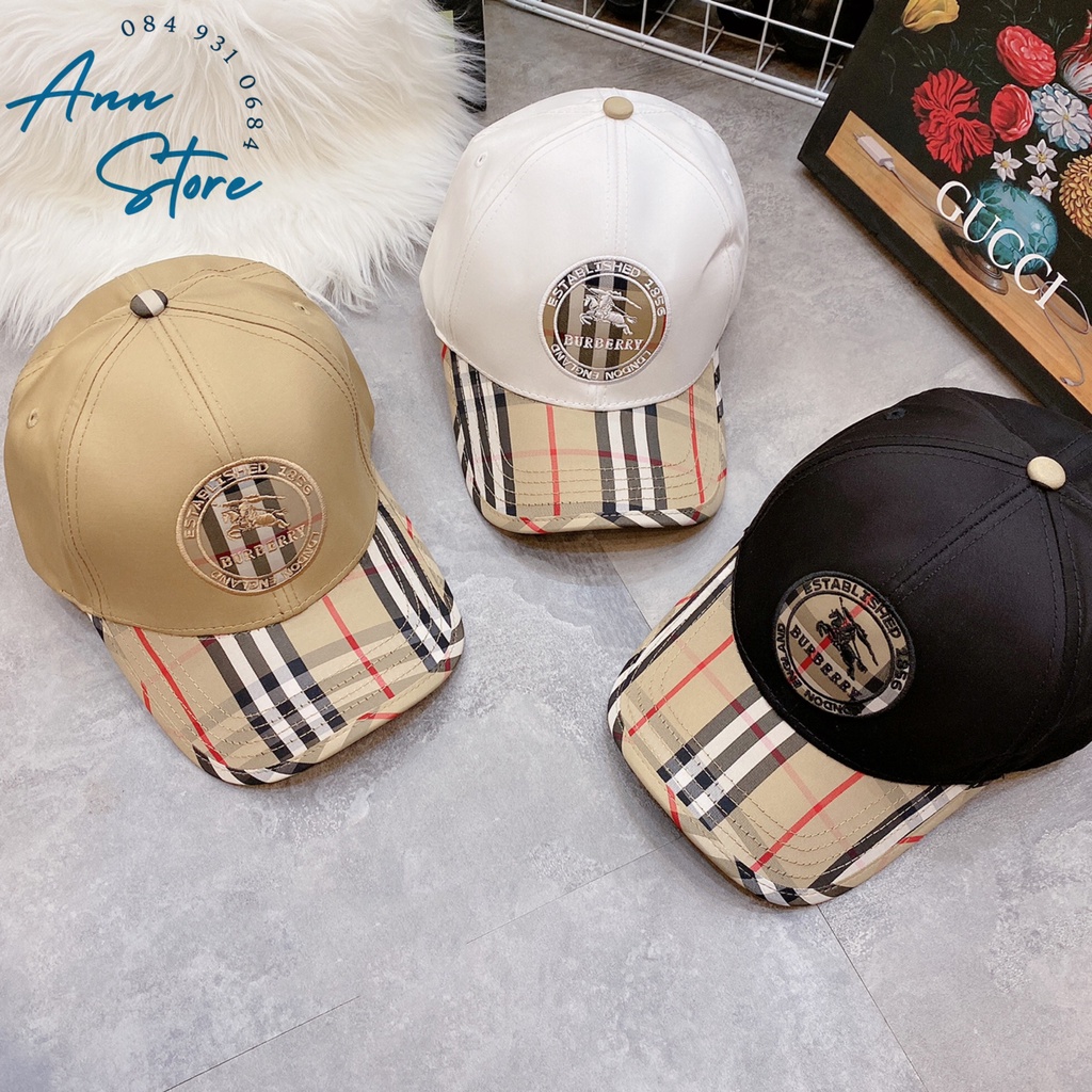 NEWMŨ LƯỠI TRAI BURBERRY CAO CẤP, LOGO THÊU ẤN TƯỢNG, PHOM MŨ CĂNG CHUẨN HÀNG XUẤT