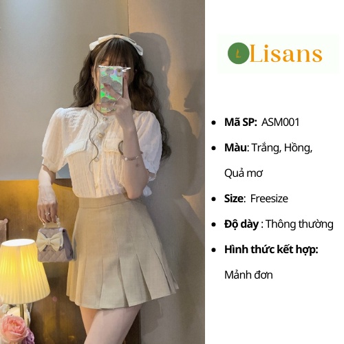 Áo sơ mi nữ tay ngắn kiểu Hàn Quốc tiểu thư bánh bèo đẹp công sở ASM002