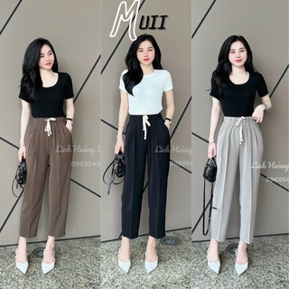 Quần baggy ruby xếp ly cạp chun buộc nơ tôn dáng