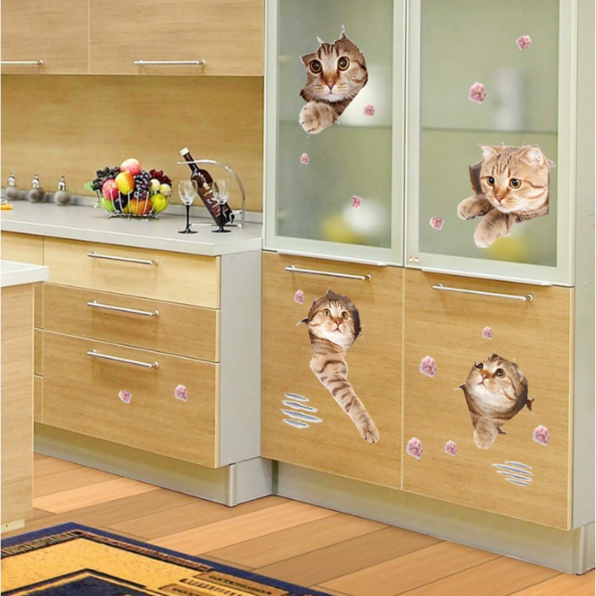 Decal dán tường Mèo con đáng yêu - size lớn