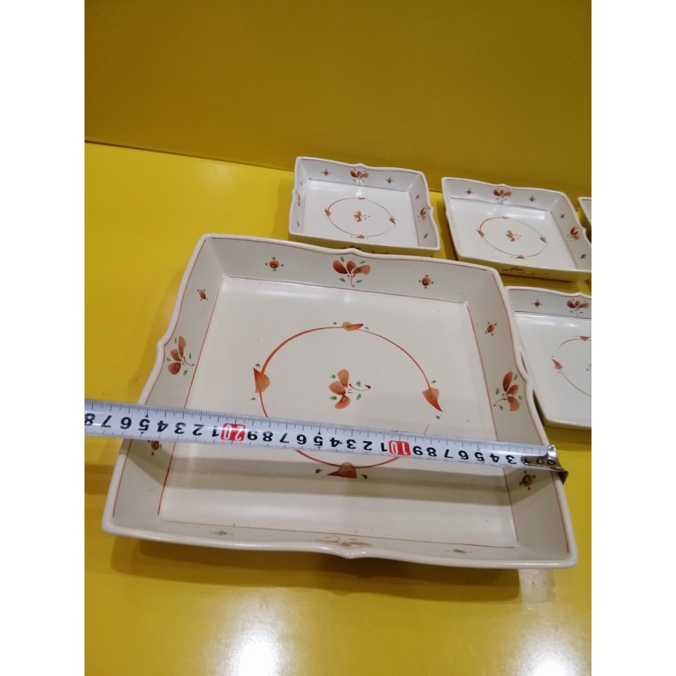 Bộ đĩa sứ nội địa Nhật (1 to và 5 nhỏ), to size 26cm, nhỏ size 14cm (mã 963)