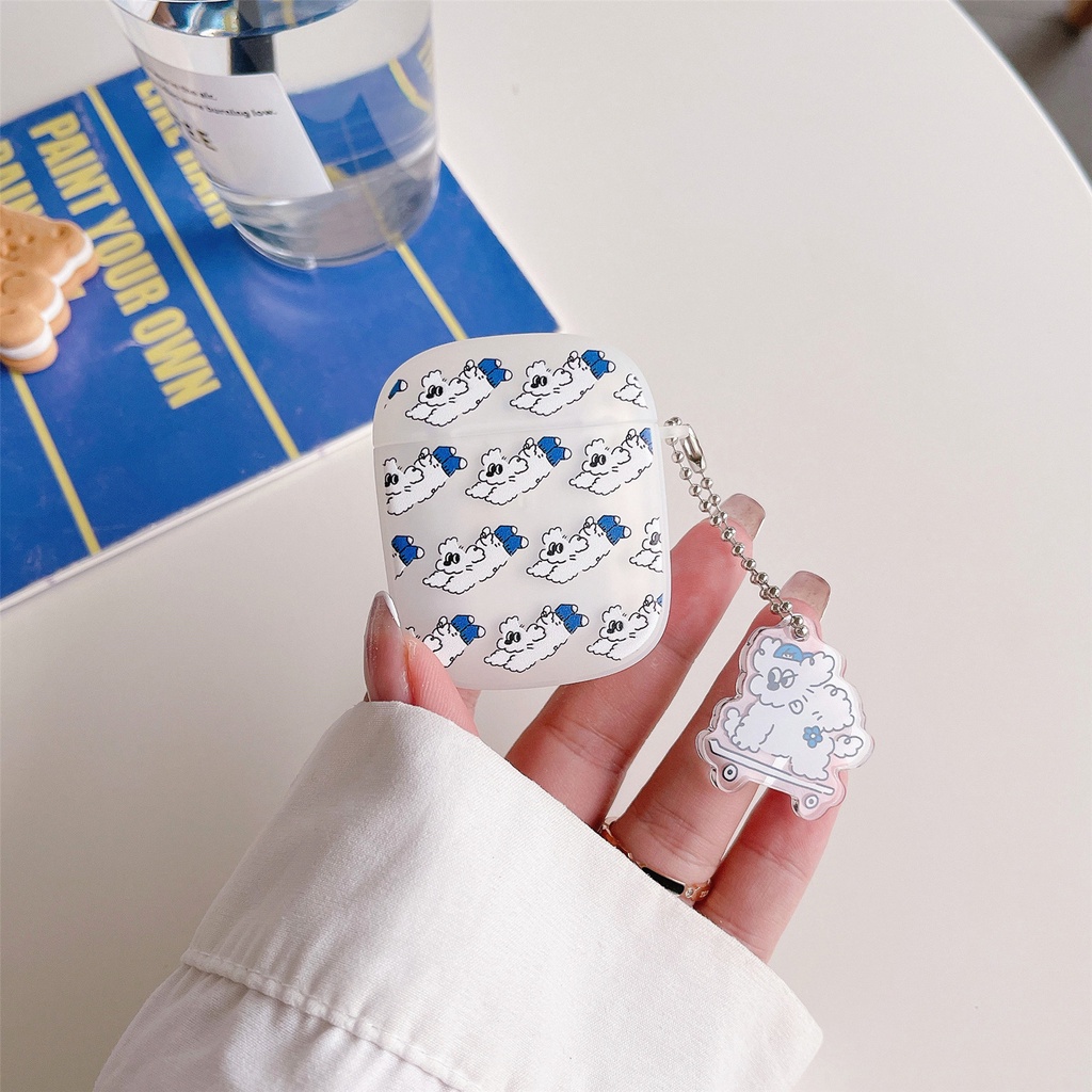 Vỏ Bảo Vệ Hộp Sạc Tai Nghe Bluetooth AirPods 1 2 pro 3 2021 gen3 Bằng Silicon Hình Chú Chó Hoạt Hình Vui Nhộn Kèm Móc Treo Chống Rơi