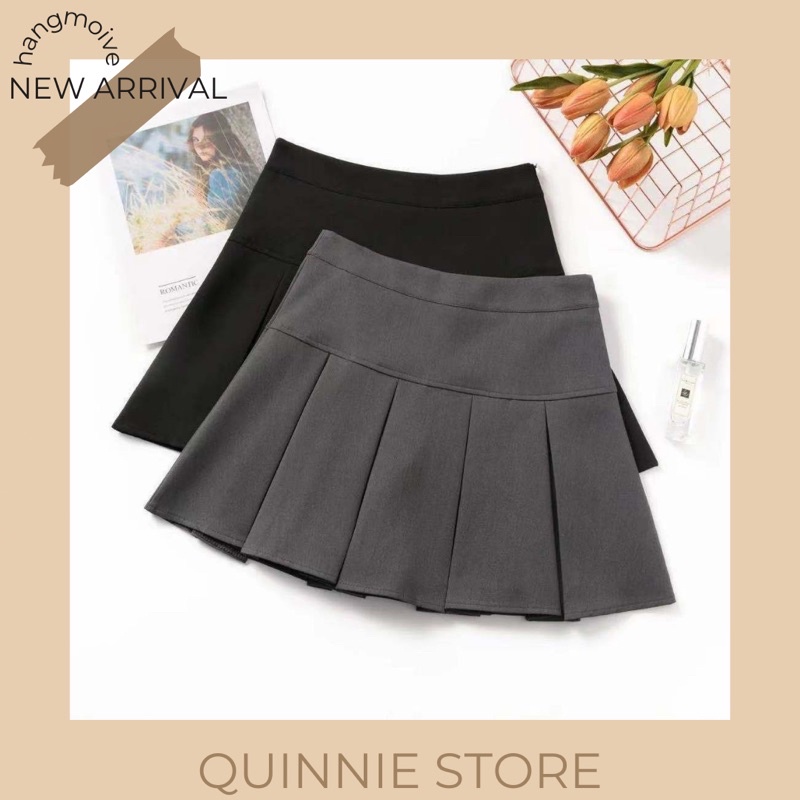 Chân váy xếp ly bản to cạp cao style ulzzang