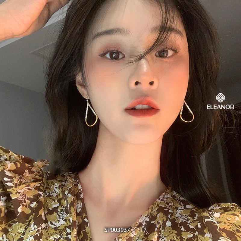 Bông tai nữ chuôi bạc 925 đính đá Eleanor Accessories hình giọt nước lớn phụ kiện trang sức 3937