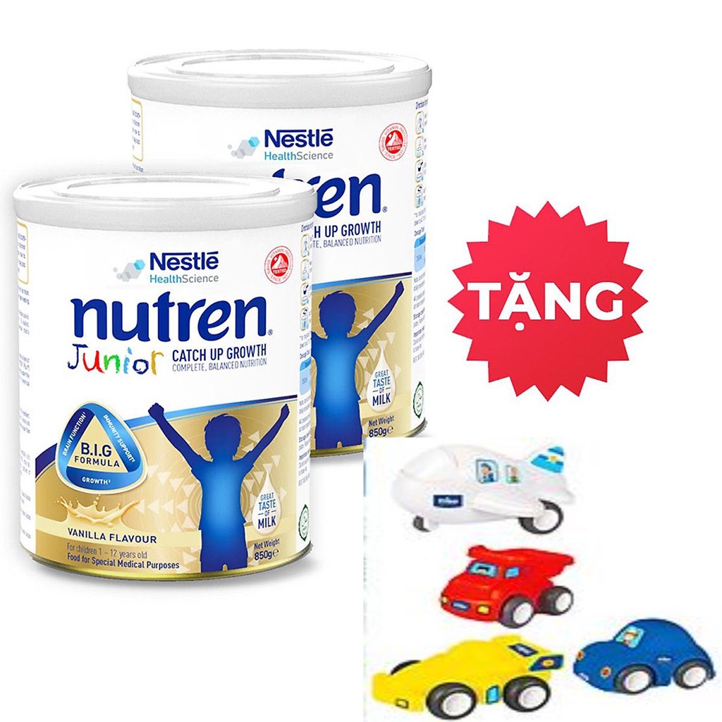 Combo 2 lon Nutren Junior 800g. Hỗ trợ tăng cân hiệu quả. Sữa chính hãng Nestlé Thụy Sĩ.