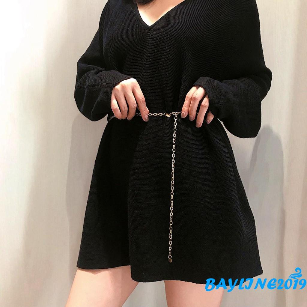 Thắt lưng dây xích kim loại mạ vàng thời trang thích hợp cho nữ