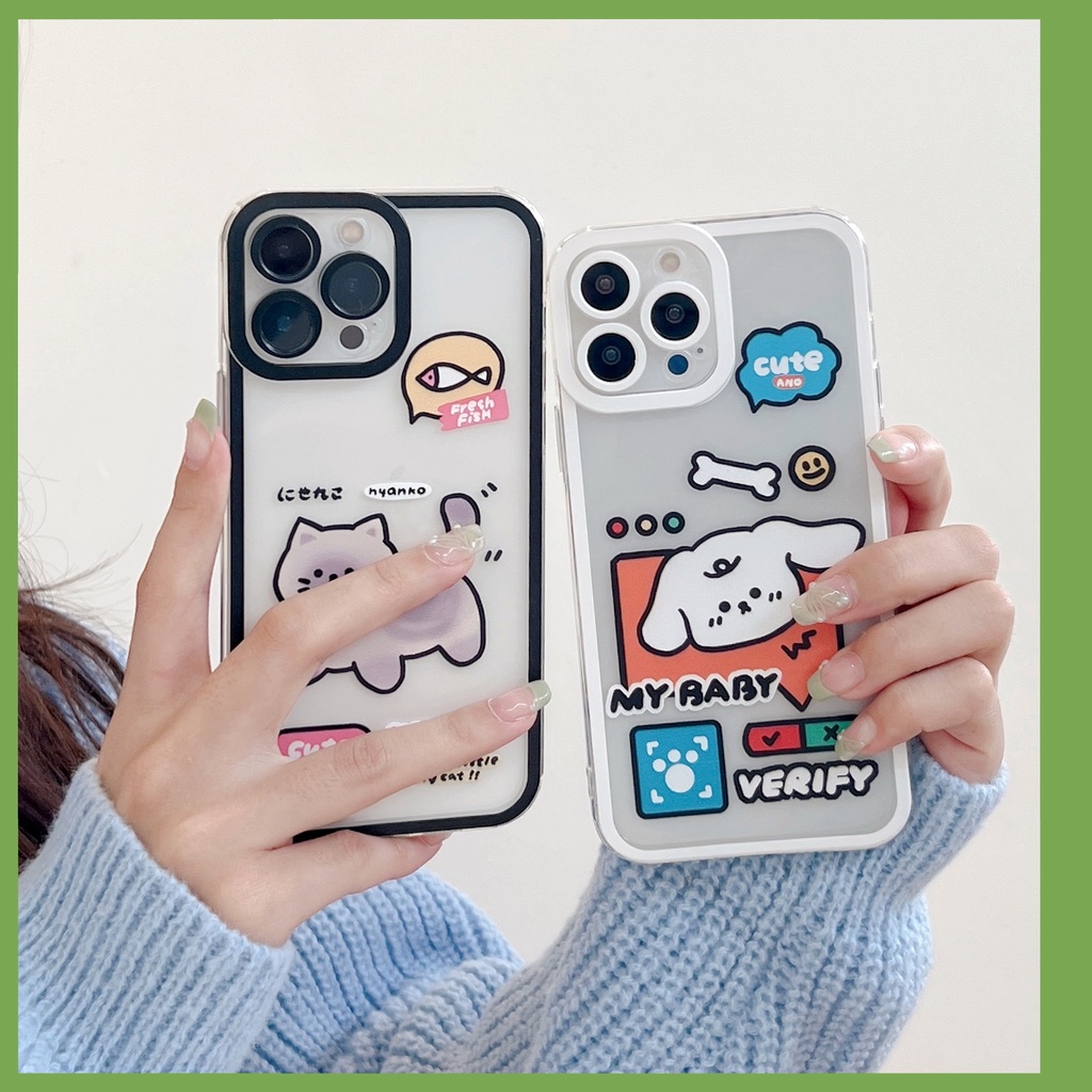 Ốp Điện Thoại Mềm Trong Suốt Hình Chó Mèo Dễ Thương Cho iPhone 14 Pro Max 14 Plus 13 12 11 Pro Max X XR XS Max 7 8 6 6s Plus SE 2020