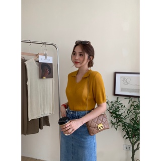 Áo len mỏng cổ polo hàn A-8025-1, mongtoghi đan bảng màu color đa dạng