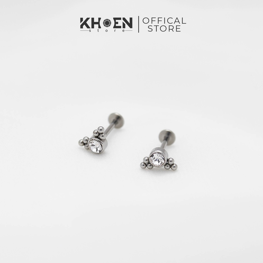 Khuyên Đá Tròn 2 cánh  Titanium G23