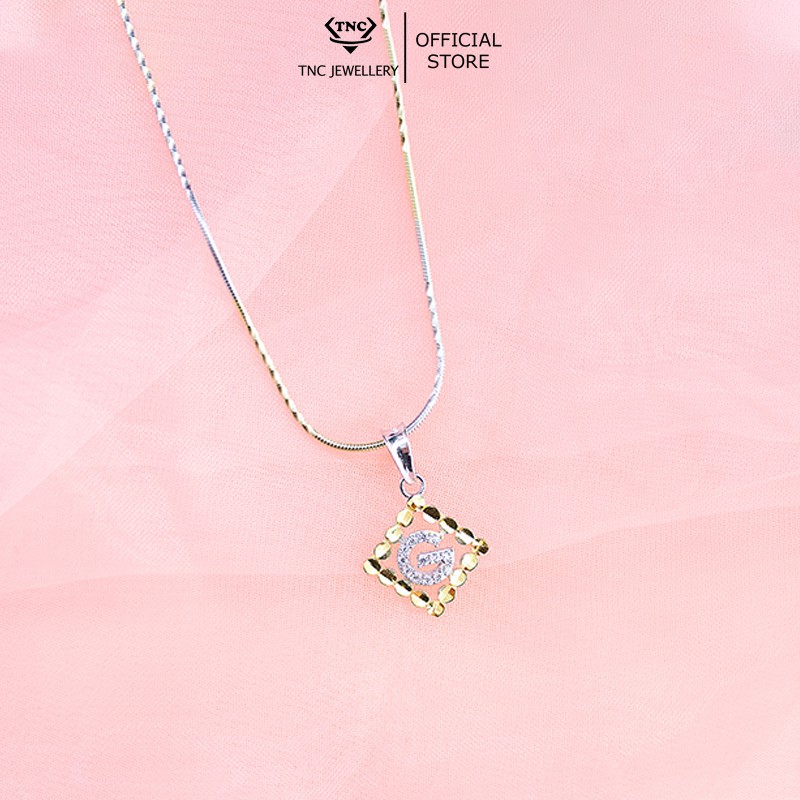 Dây chuyền bạc xi vàng đẹp sang trọng cho nữ chữ G -Trang sức TNC Jewellery