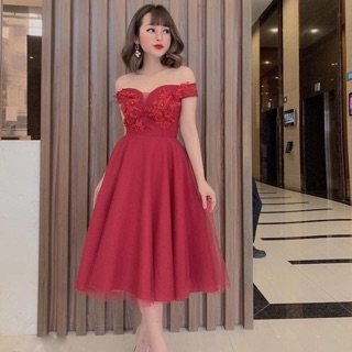 Đầm xoè công chúa trễ vai