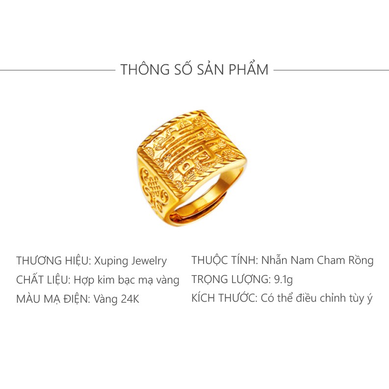 Nhẫn Nam Mạ Vàng 24K, Phong Cách Cổ Điển Sang Trọng - XPN06(N)