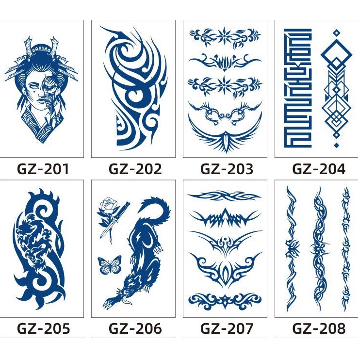 Hình xăm tạm thời hình xăm người cá, geisha, sói 15 ngày