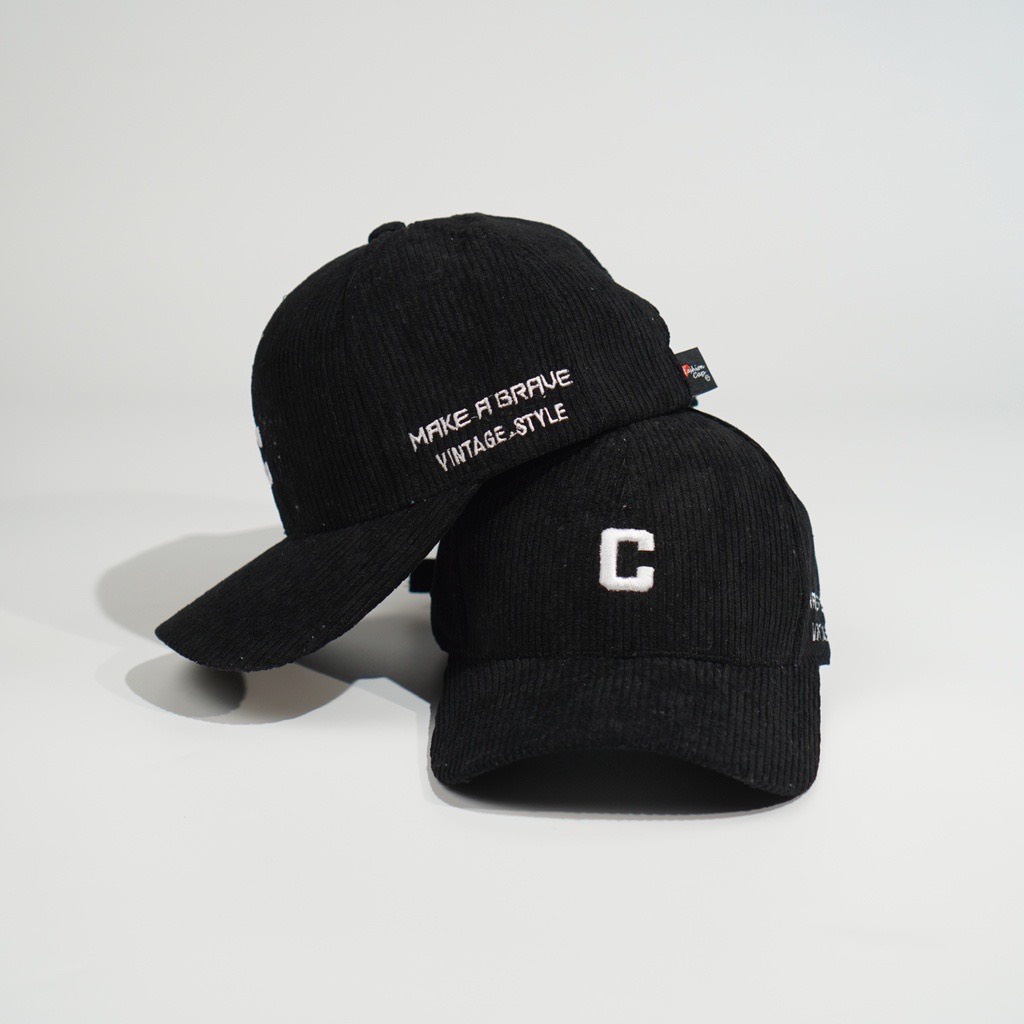 Mũ lưỡi trai Nón kết thêu chữ C chất nhung tăm Hàn Quốc cao cấp form unisex nam nữ