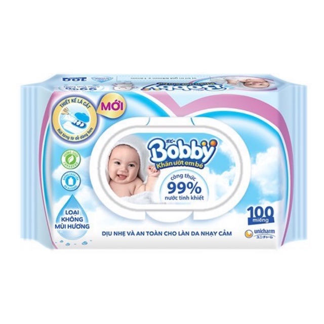 &lt;miễn phí ship&gt;  Khăn giấy ướt Bobby chính hãng 100 tờ