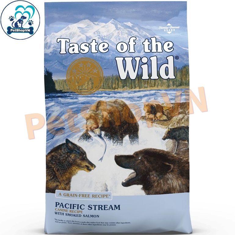 Thức Ăn Cho Chó Trưởng Thành Hạt TASTE OF THE WILD PACIFIC STREAM Bao 12Kg Vị Cá Hồi Xông Khói