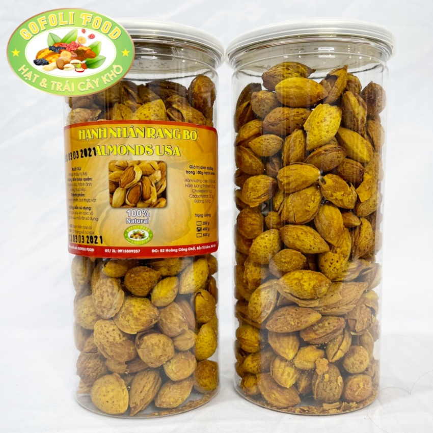 Hạt hạnh nhân Mỹ rang bơ mỏng vỏ, 450g, 100 hạt tối đa 2 hạt hỏng/ Premium butter roasted USA almond, excellent quality