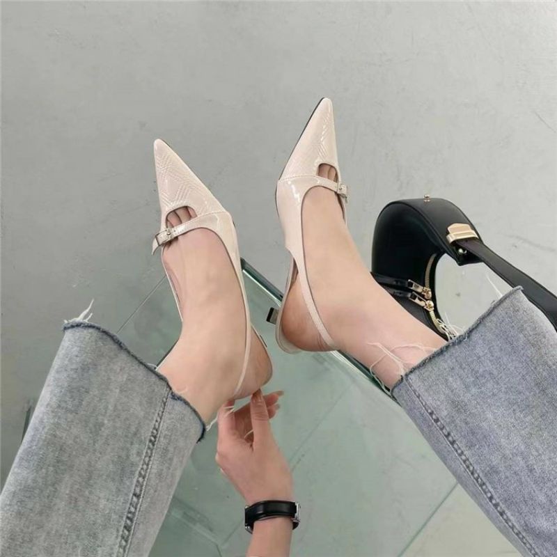 Giày hở gót da siêu mềm gót 4p đai khoá thiết kế công sở nhẹ nhàng vẫn sang trọng