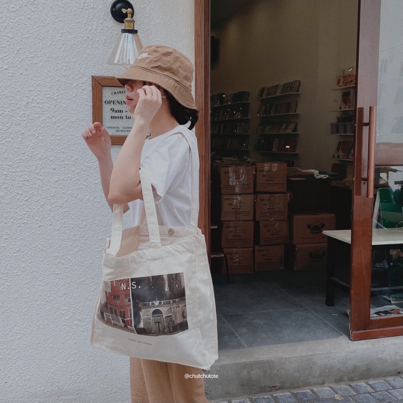 T58/Túi vải tote canvas phong cách cổ điển đựng đồ đi chơi đầy cá tính