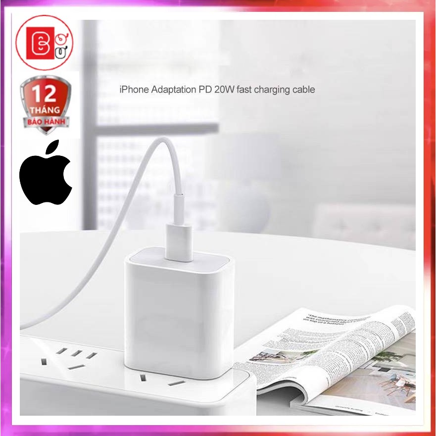 [Bh 12Th] Củ Sạc Nhanh Iphone 20W,Cáp Sạc Nhanh Iphone ,Bộ Củ PD 20W+Cáp Type-C to Lightning Cốc Sạc Nhanh Iphone-Bơ Bư