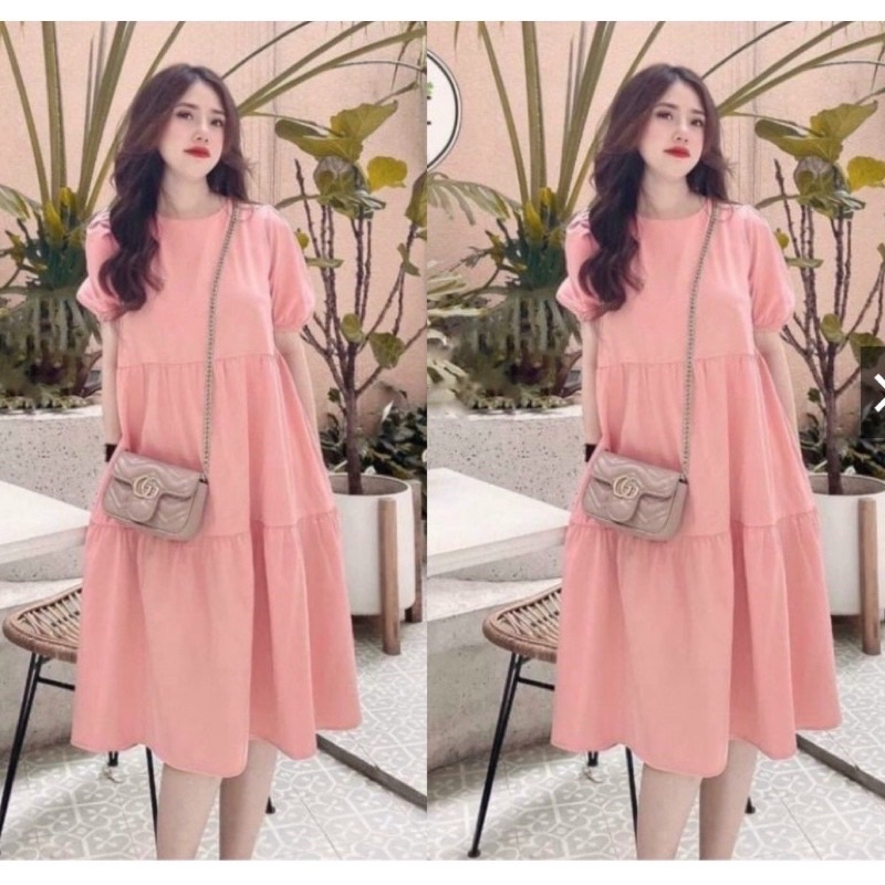 Váy Bầu ,Đầm bầu dáng xuông ,tay bồng ,đuôi cá ,mặc đi làm ,đi chơi, freesize 43-68kg VB23