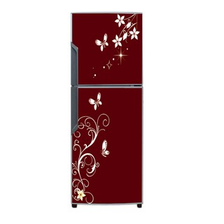 Decal trang trí tủ lạnh mẫu hoa văn màu đỏ đậm chống thấm cao cấp