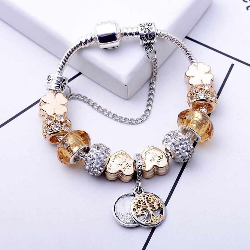 Vòng charm vàng vòng tay nữ phong cách châu Âu