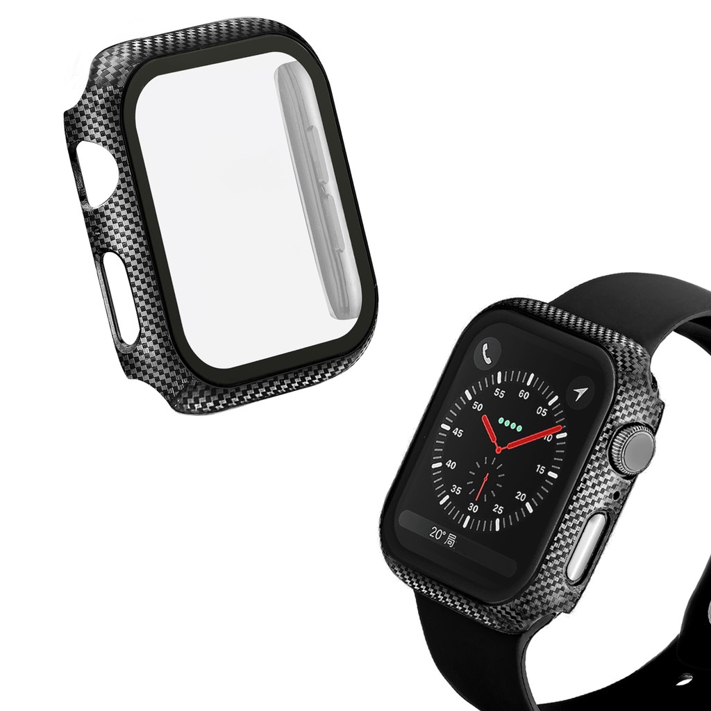 Ốp Bảo Vệ Mặt Đồng Hồ Thông Minh Bằng PC Cứng Kèm Kính Cường Lực Cho Apple Watch 38 / 40 / 42 / 44 / 41 / 45mm Series 8 / 7 / SE / 6 / 5 / 4 / 3 / 2 / 1