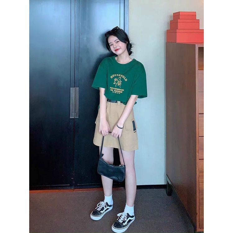 Áo Thun from rộng IN  Chữ HOUSEHOLD Unisex Áo phông KL Unisex