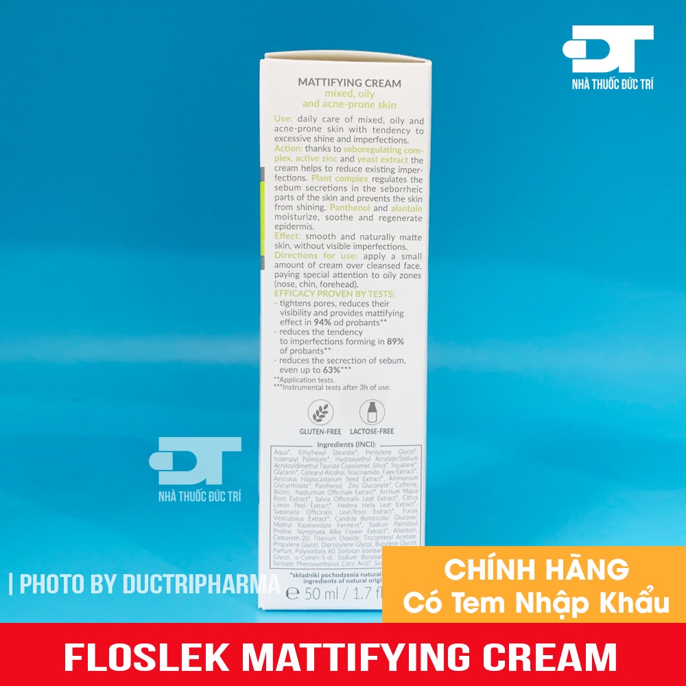 Kem kiểm soát dầu và điều tiết nhờn Floslek Anti Acne Mattifying Cream 50ml