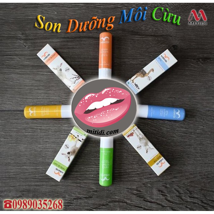 Son dưỡng môi nhau thai cừu Rebirth Lanolin Lip Balm