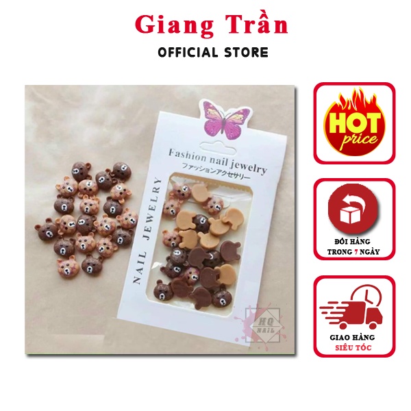 Set charm gấu thỏ thương hiệu đính móng đẹp sang chảnh