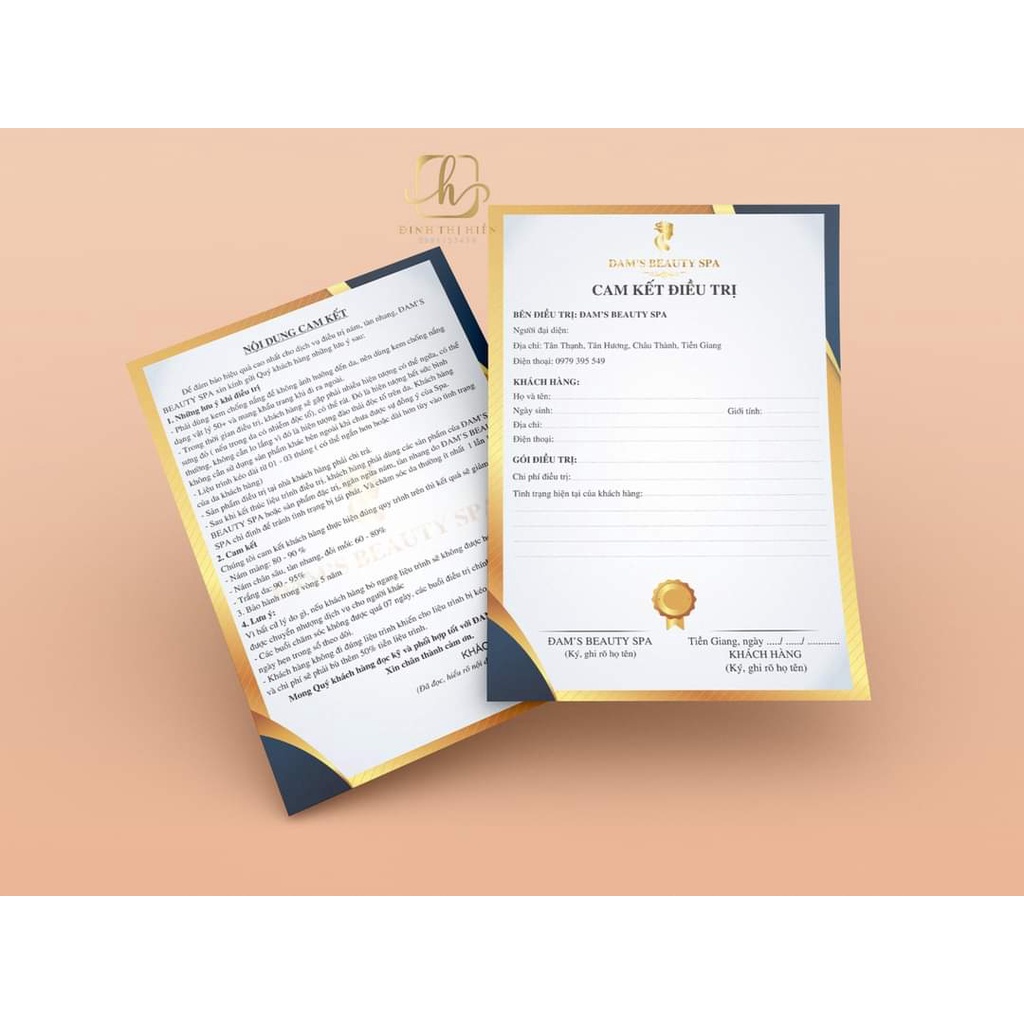 Hợp đồng cam kết điều trị cho Spa, thẩm mỹ viện
