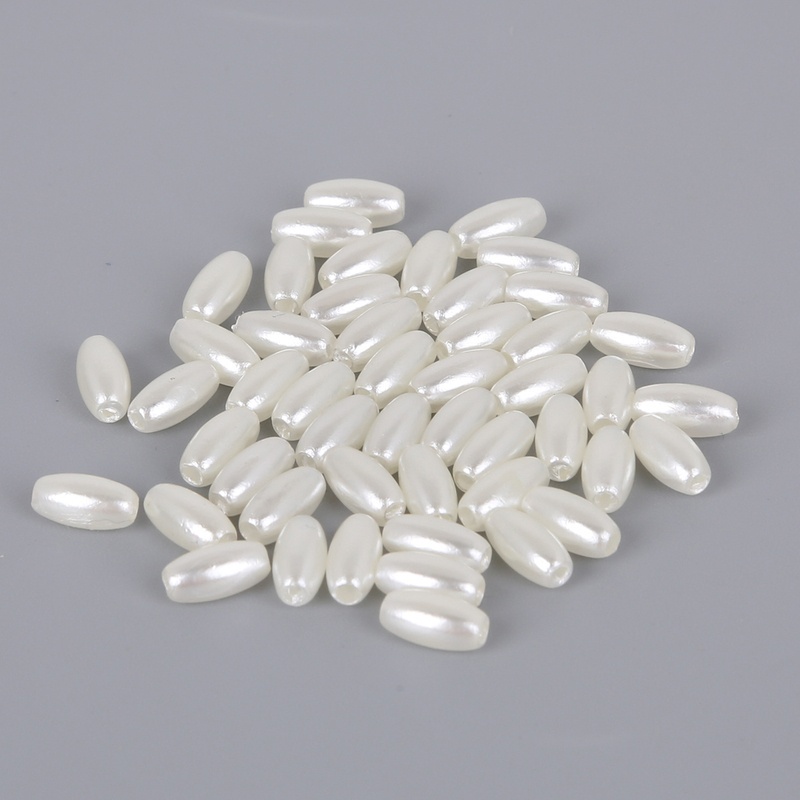 Bộ 100 Hạt Ngọc Trai Hình Oval Dùng Làm Trang Sức Thủ Công