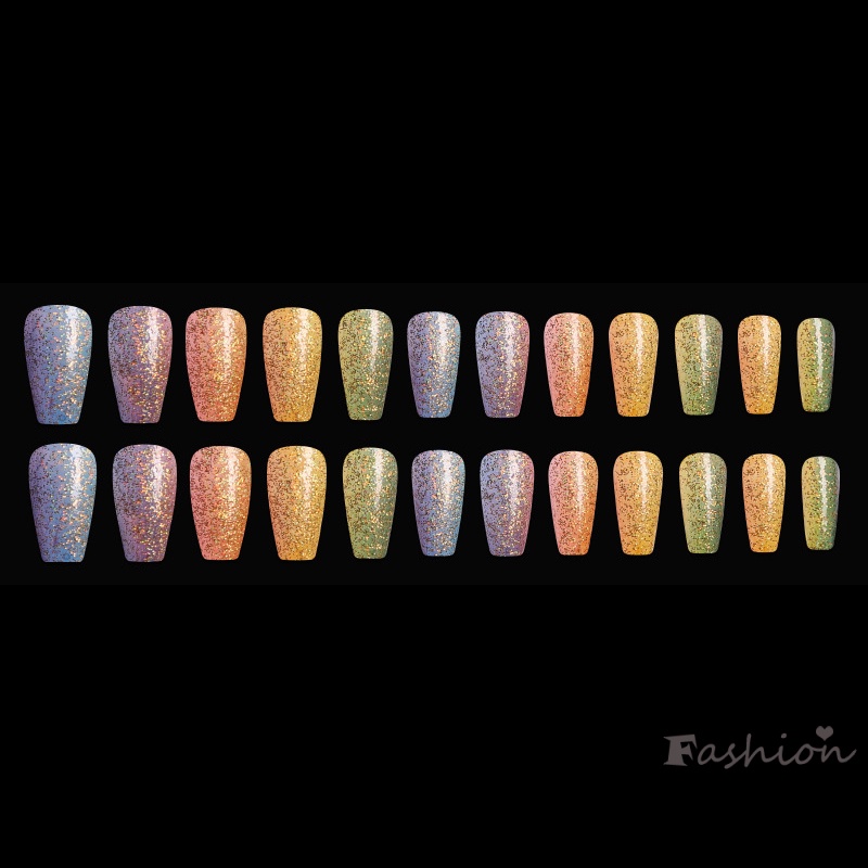 Set 24 Móng Tay Giả Màu Sắc Trung Bình Và Dài Kèm Keo Dán Tiện Lợi