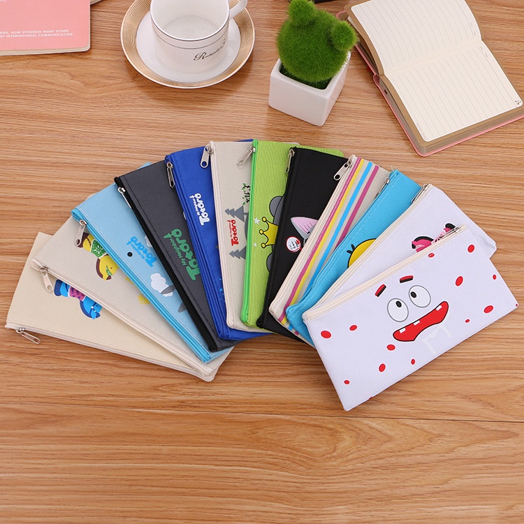 Túi Đựng Bút Bằng Vải Oxford Họa Tiết Hoạt Hình Dễ Thương