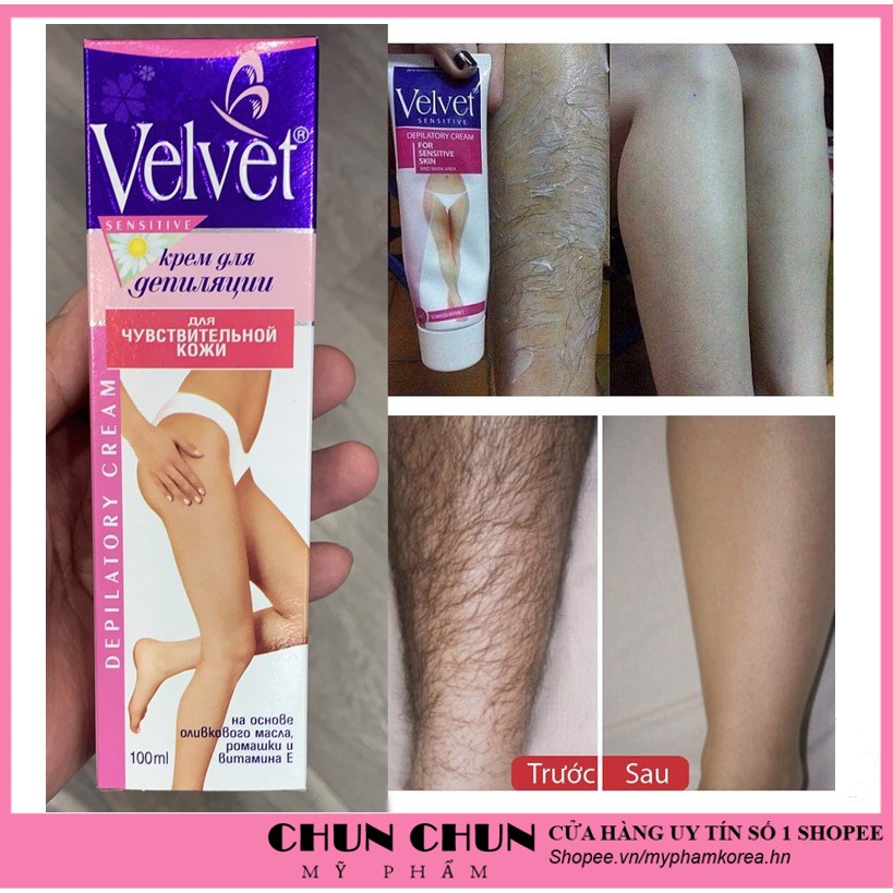 Kem Tẩy Lông VELVET Cho Da Nhạy Cảm DEPILATORY Nga 100ML giúp loại bỏ lông và làm da sáng mịn hơn