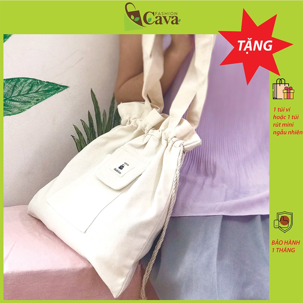 Túi tote dây rút vải canvas dày mịn